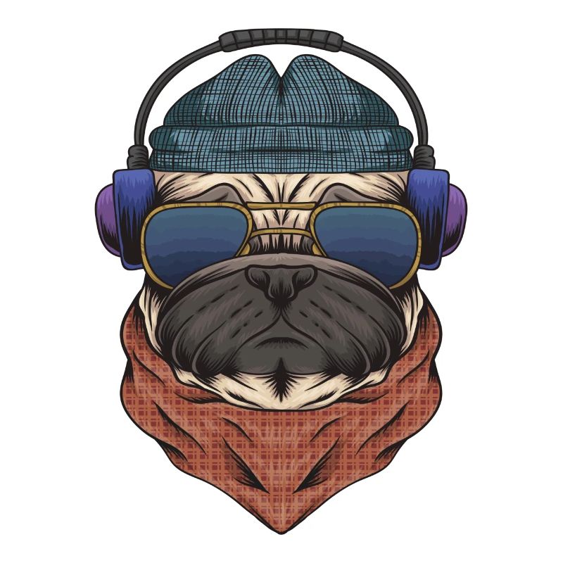 Cooler Mops DJ mit Kopfhörergeschenk für DJs oder Mops