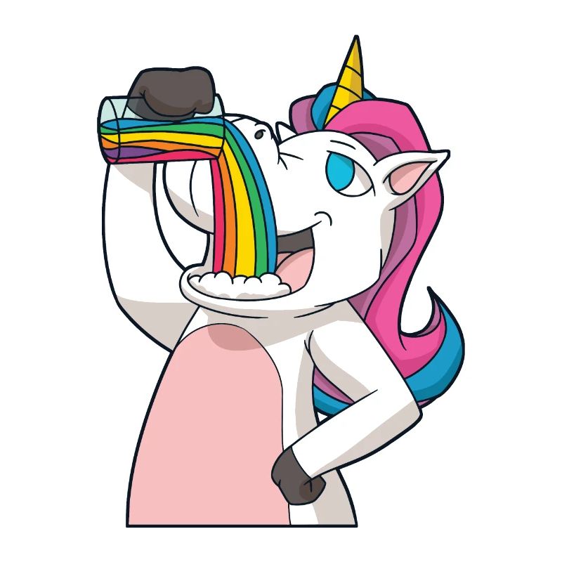 Unicorn drinks the rainbow
