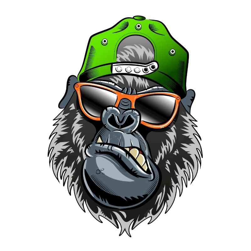 Gorilla oder Affe mit Baseball Kappe, Sonnenbrille