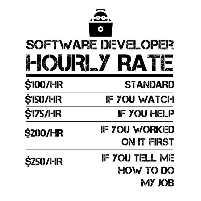 Funny Software Developer Hourly Rate Gift for him