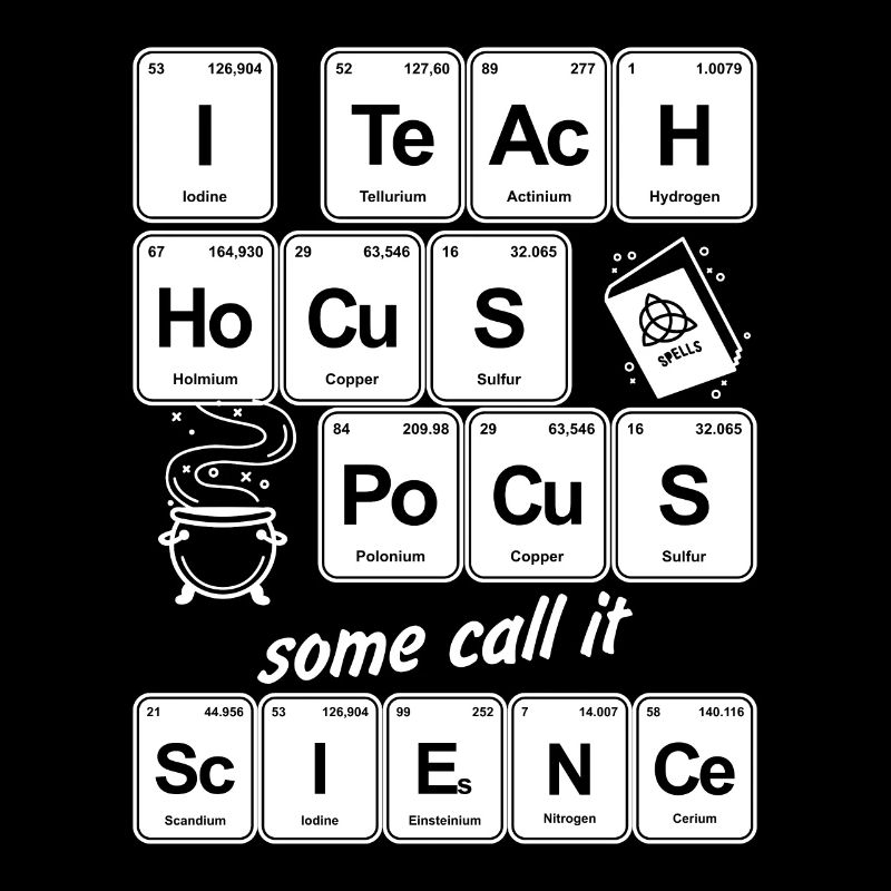 Periodic table hocus pocus magic chemist teacher