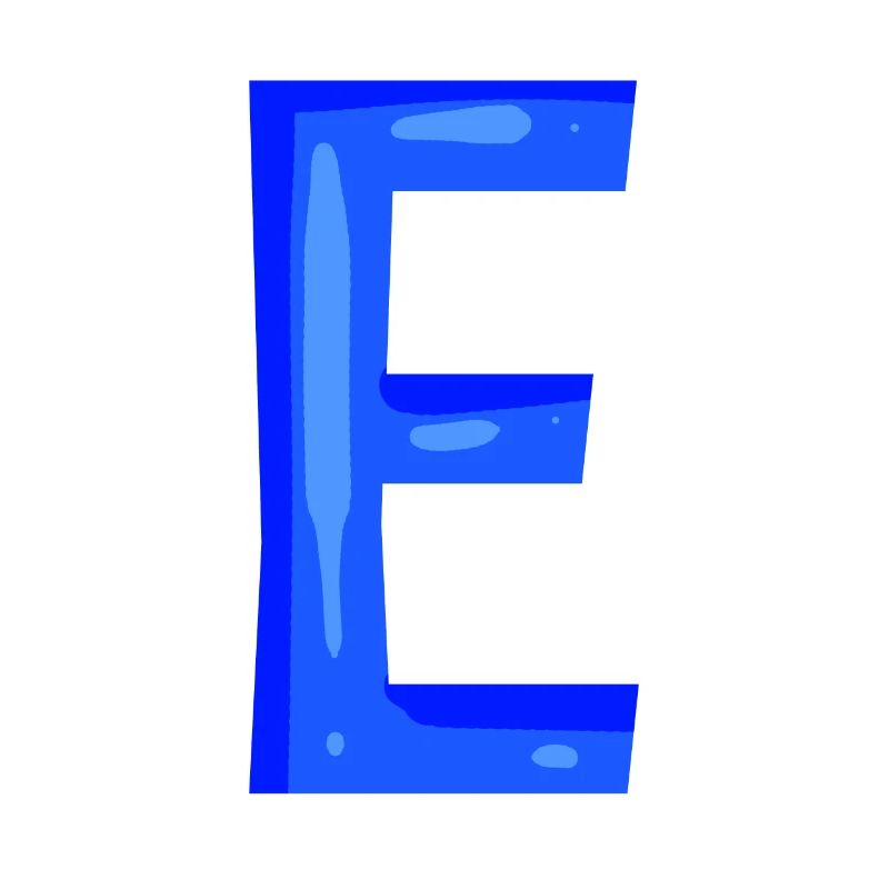 Letter E initial letter blue