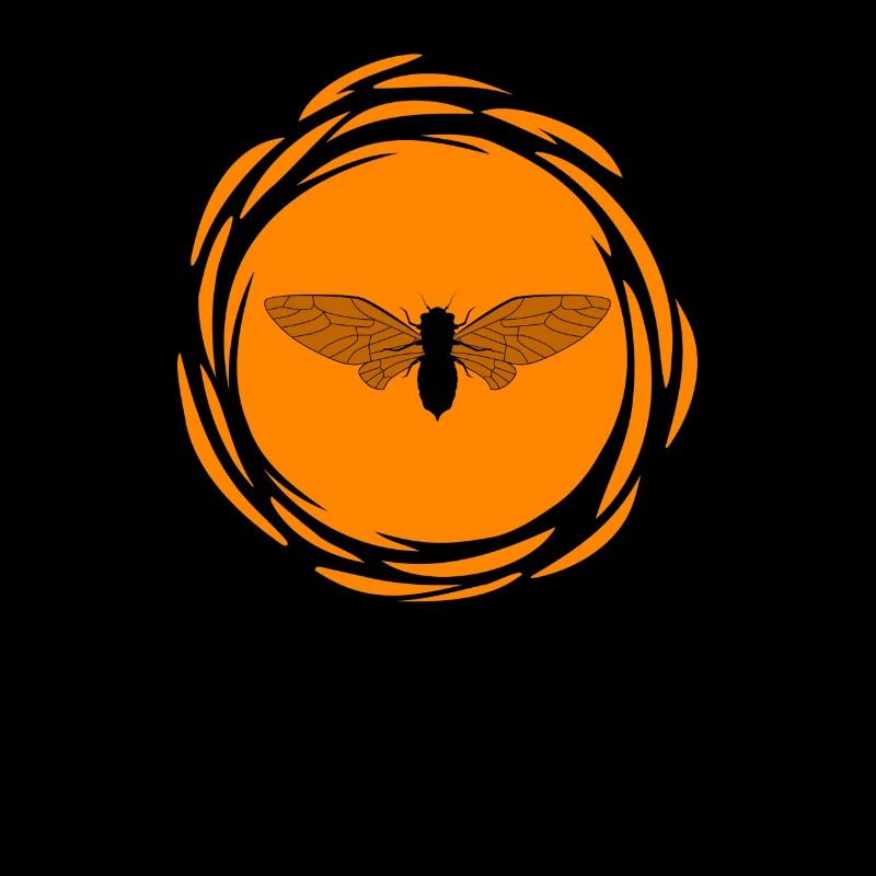 Cicada Graphic Art / Sun Silhouette Bugs Insects