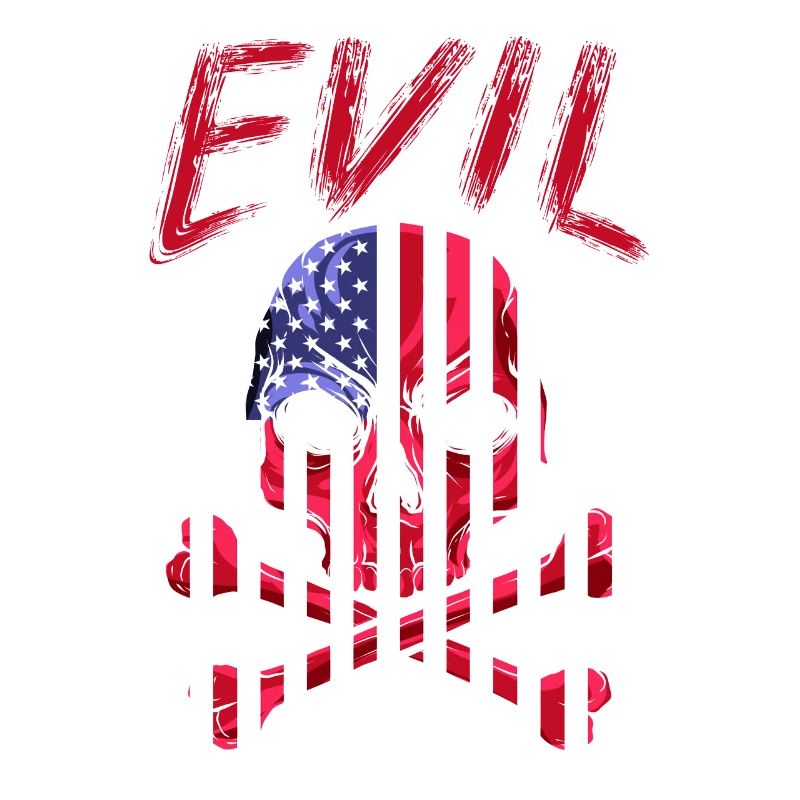 Böser Schädel, Evil Skull in US Flagge Farben