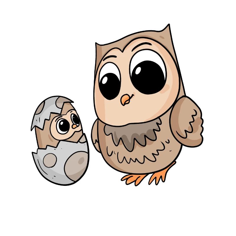 Eule mit Baby Eule