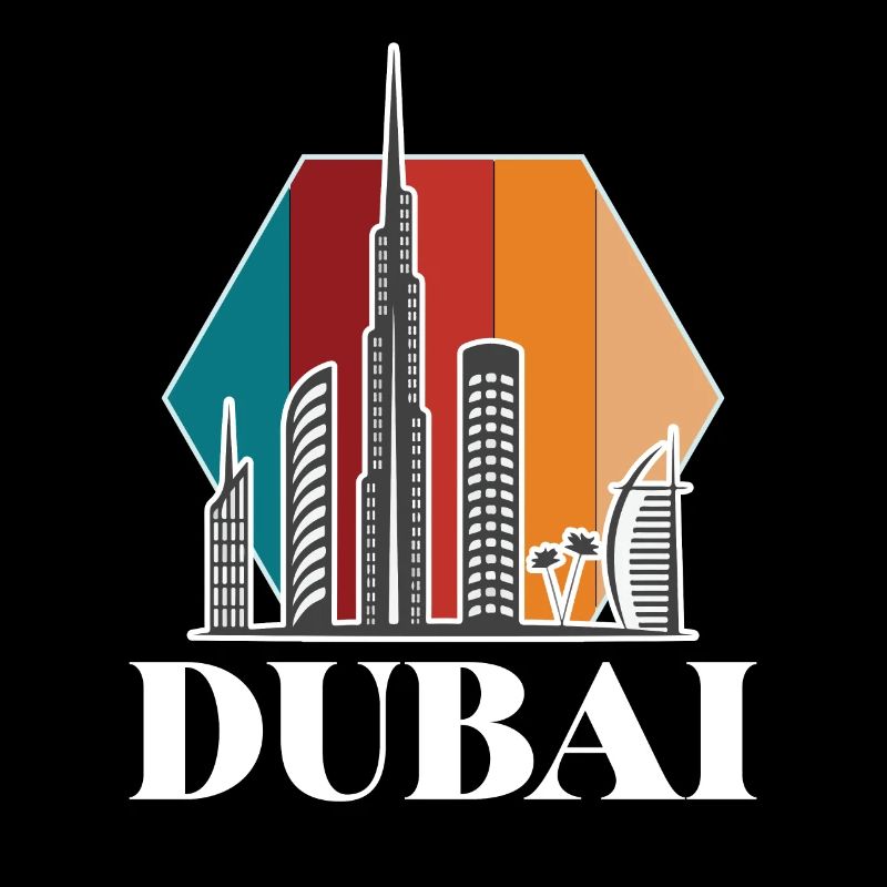Dubai Skyline Burj Khalifa Emirates Rétro EAU