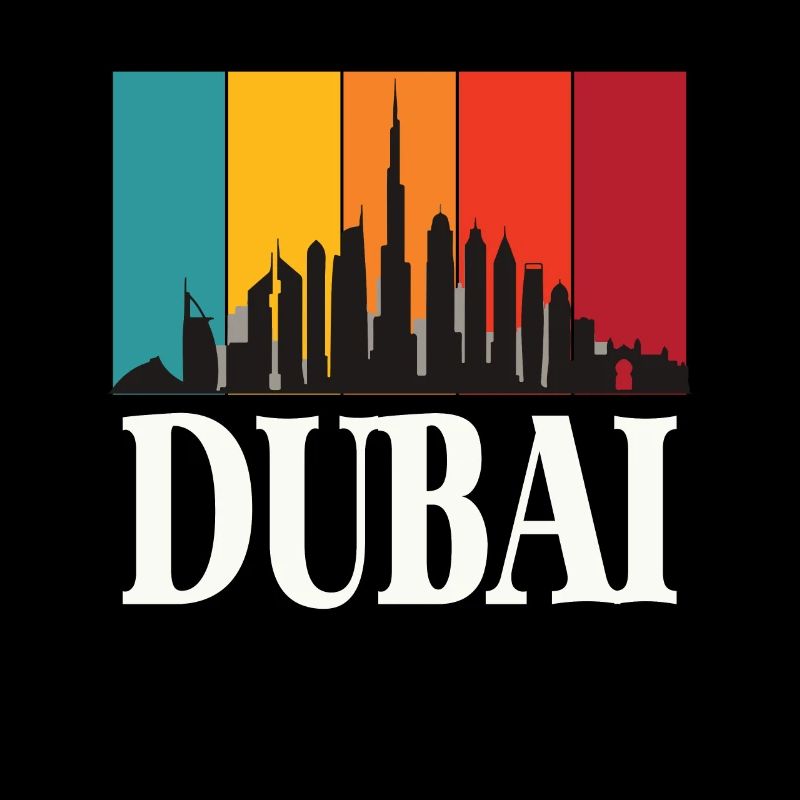 Skyline Dubai Burj Khalifa Emirates Rétro EAU