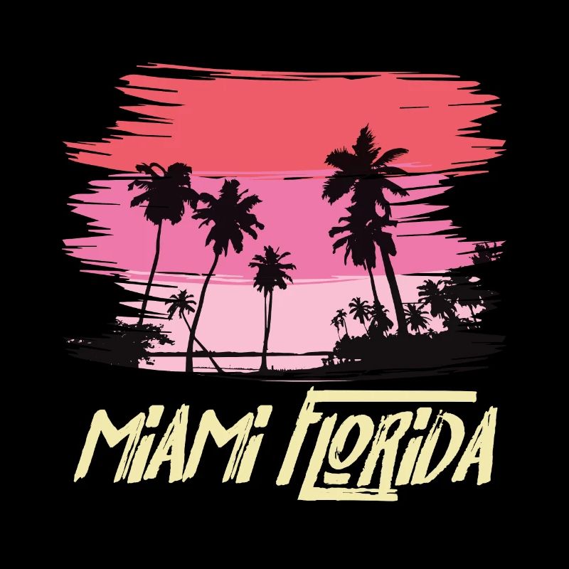 Miami Florida Palm Trees Skyline Beach Sun