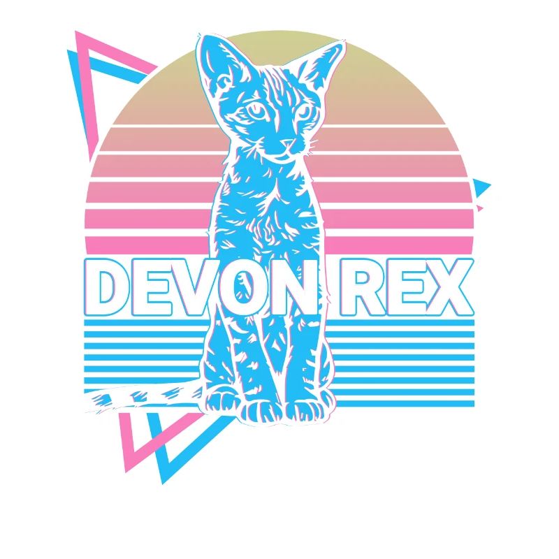 Devon Rex Cat Retro