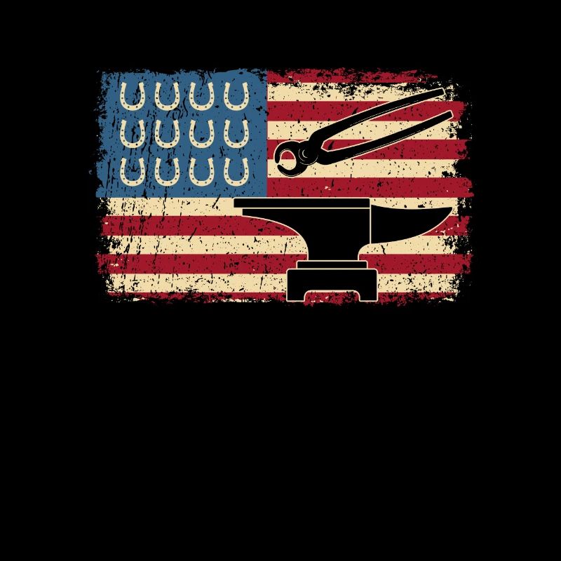 US Flag Patriotic American Farrier Puller Anvil