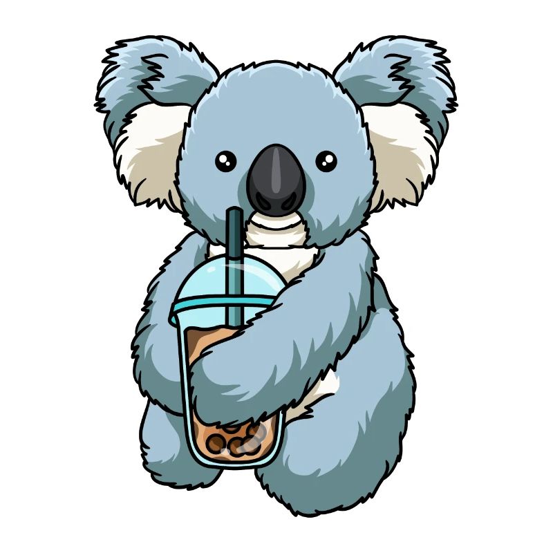 Koala drinks bubble tea