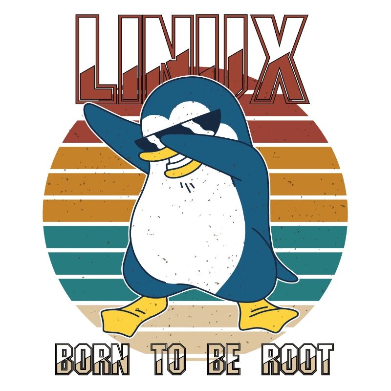 Linux Born To Be Root Cool Penguin Nerd Programmin