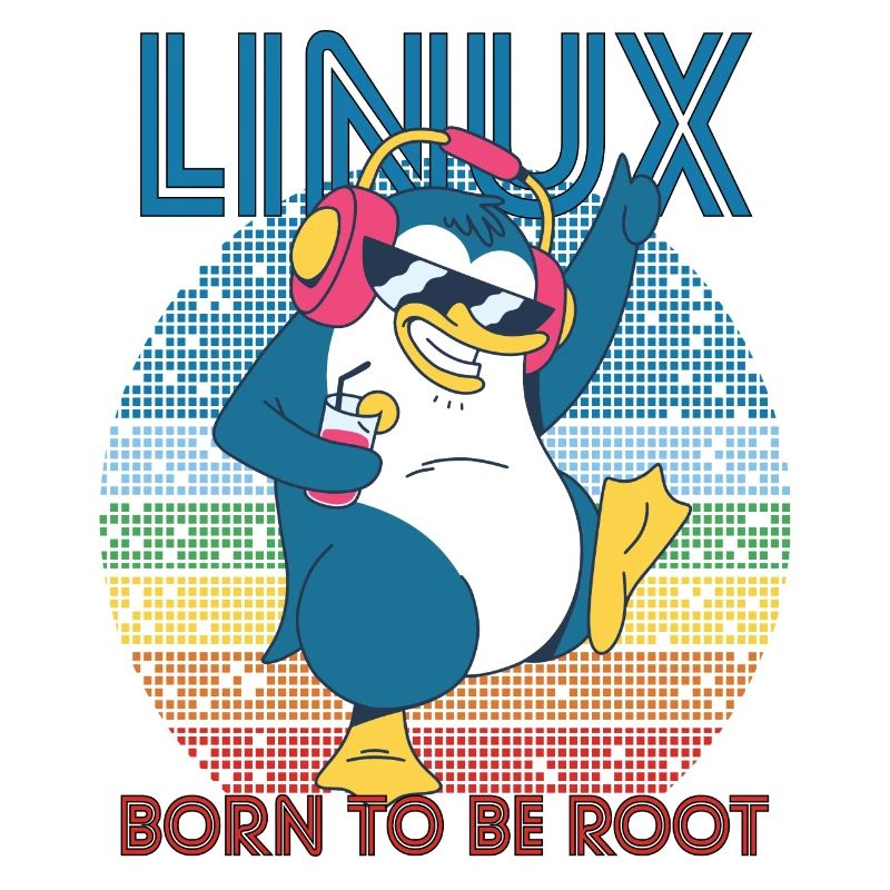 Root Party Penguin Retro Linux Cool Nerd Programmes