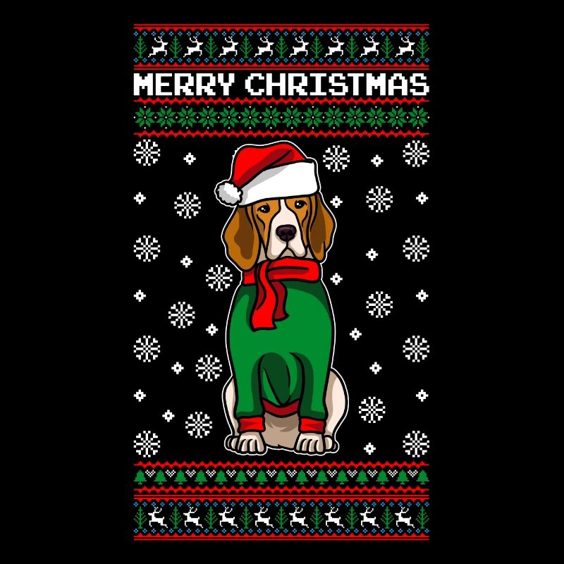 Chien Beagle avec pull de Noël moche