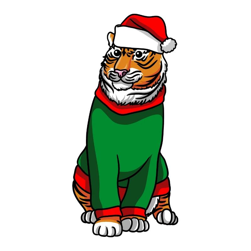 Tigre avec pull de Noël