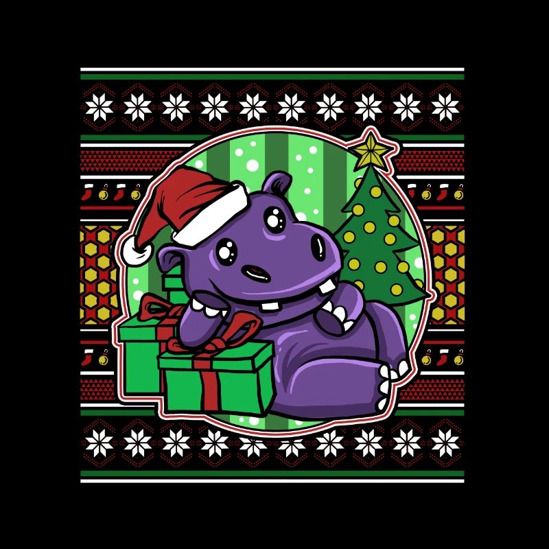 Moche pull de Noël Tshirt Noël Hippopotame