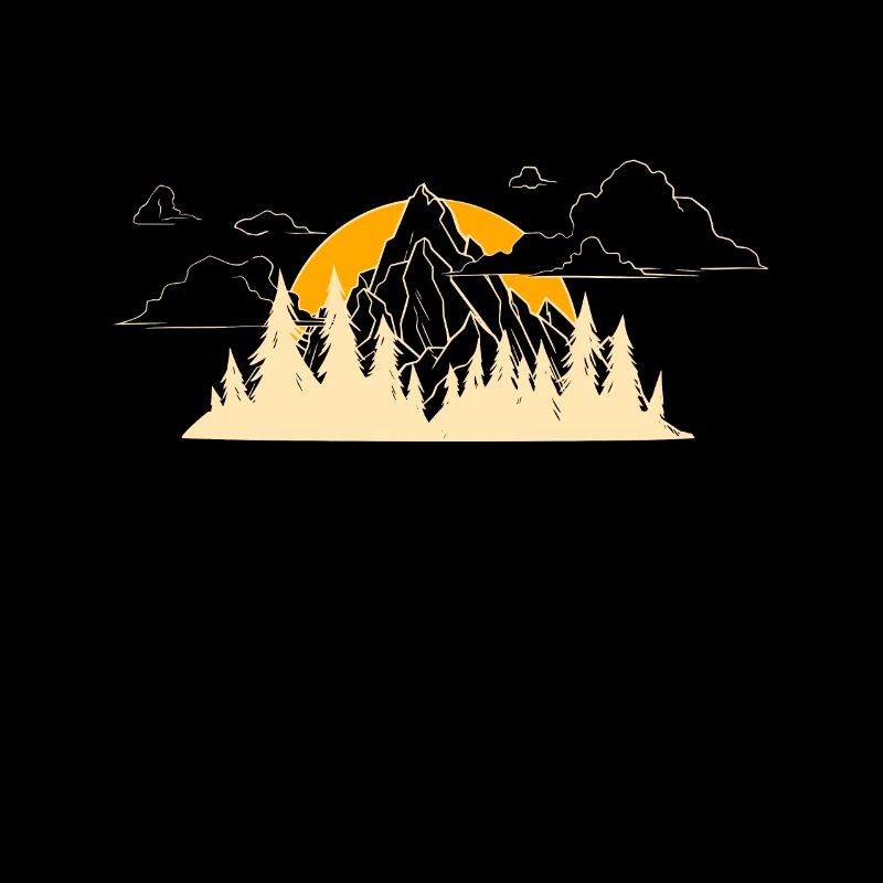 Mountain Forest Trees and Rising/Setting Sun