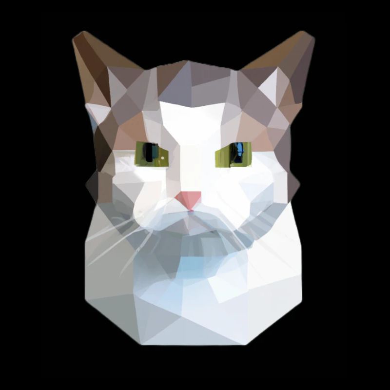cat cute low poly cat white grey