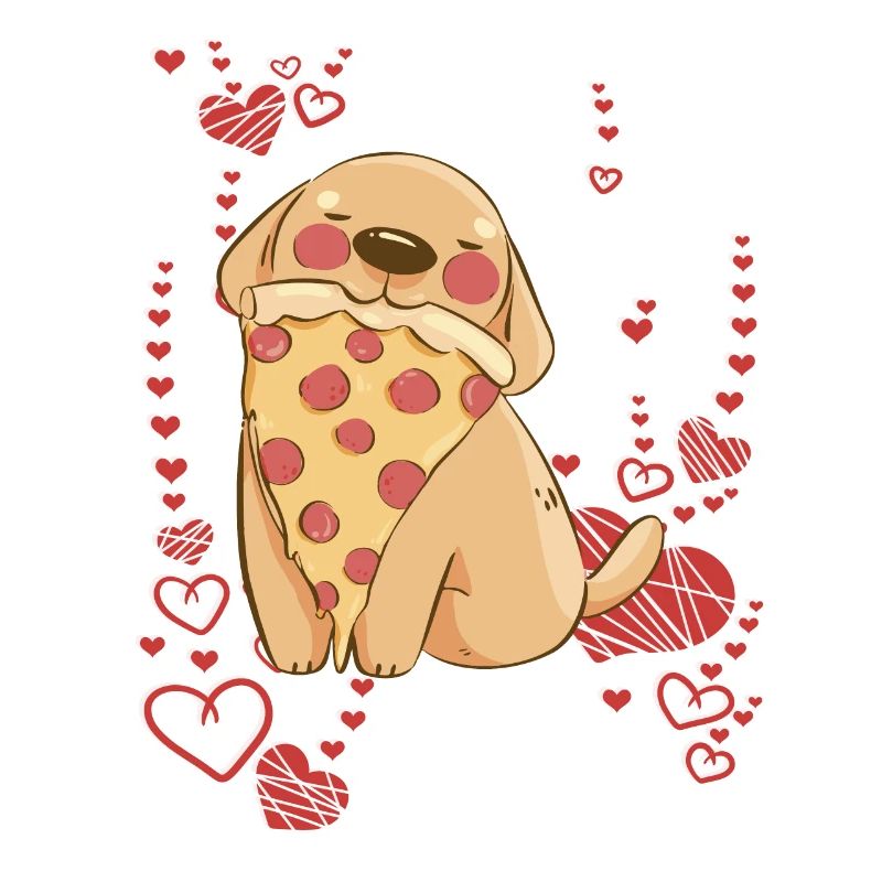 Le chien adore la pizza