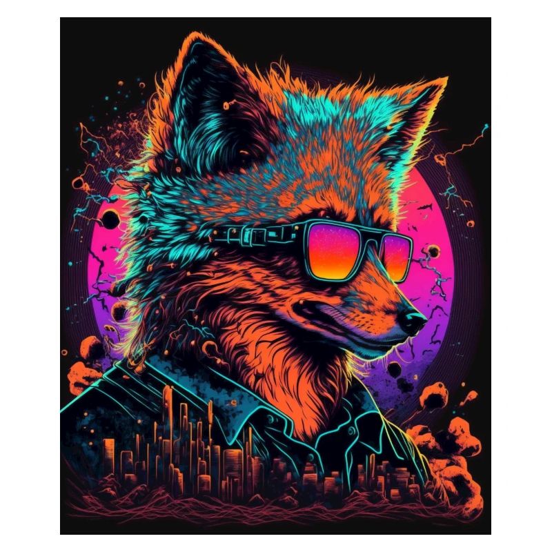 Retro Futuristic Synthwave Fox