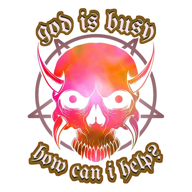 Funny saying with devil baphomet, pentagram