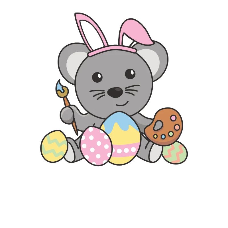 Happy Easter Cute Mouse Easter with Easter Eggs