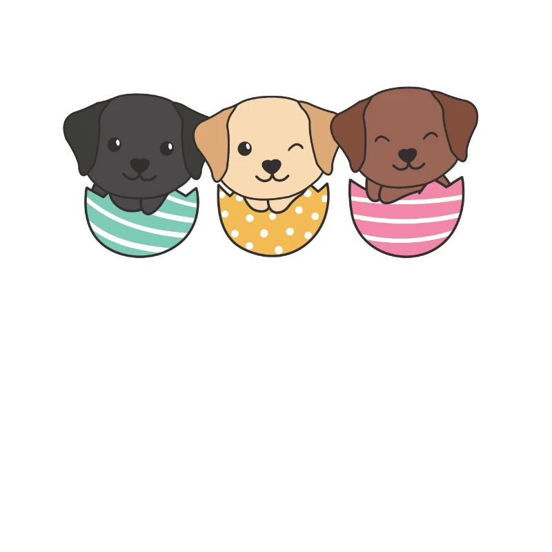 cute dogs at Easter with Easter eggs Labrador