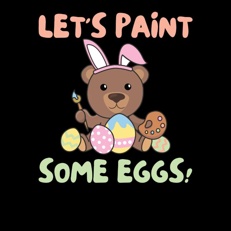 cute bears at Easter with Easter eggs bear