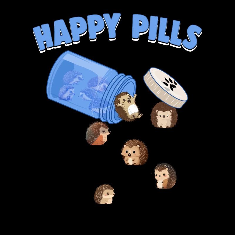 Happy Pills Hedghogs Funny Whimsical Hedgehog Love