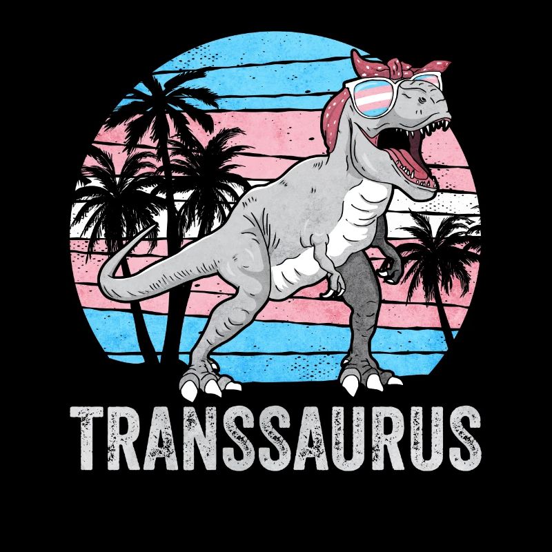 Transgender Pride Trans Flag Dinosaur Trex LG