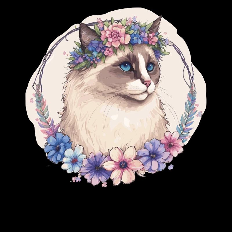 Mignon Ragdoll Cat Fleur Crown Cats Chaton d’animal de compagnie