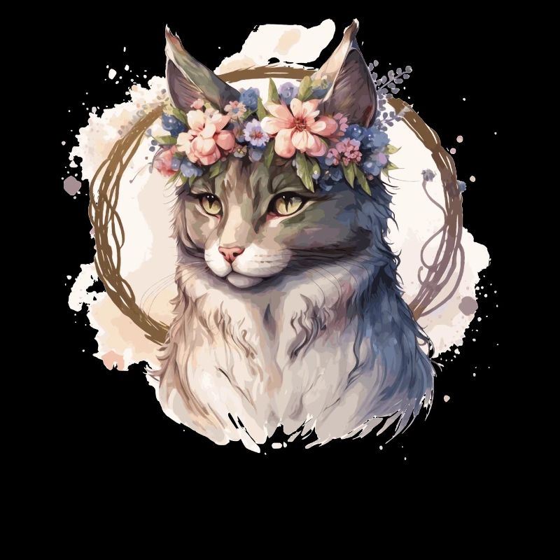 Mignon Manx Cat Fleur Crown Cats Chaton de compagnie
