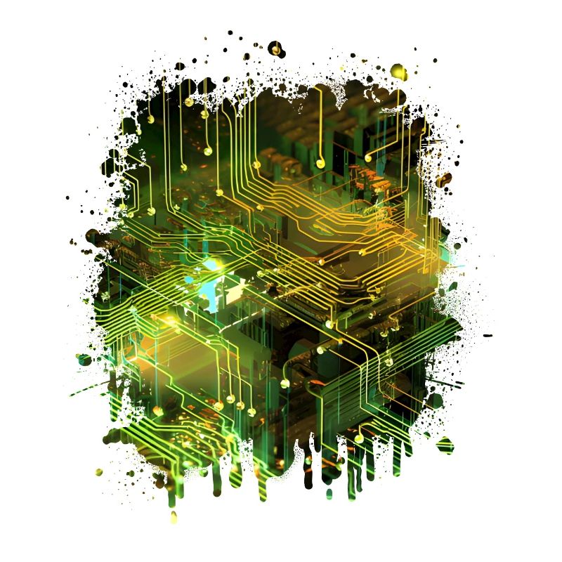 Abstract Art: Digital Data Stream Mainboard