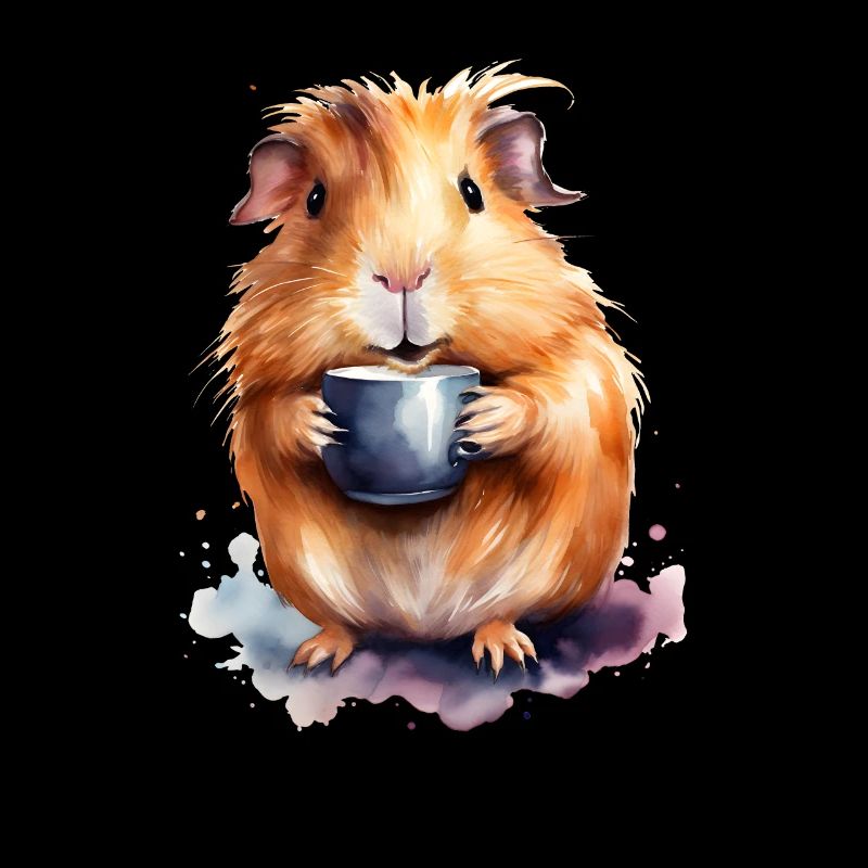 Cochon d’Inde avec style aquarelle café
