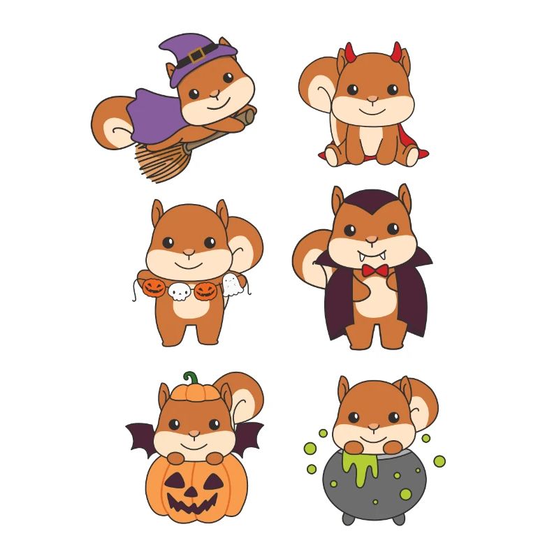 Squirrel Halloween Devil Pumpkin Vampire
