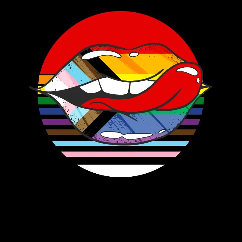 Retro Progress Pride Flag LGBTQ Rainbow Lips