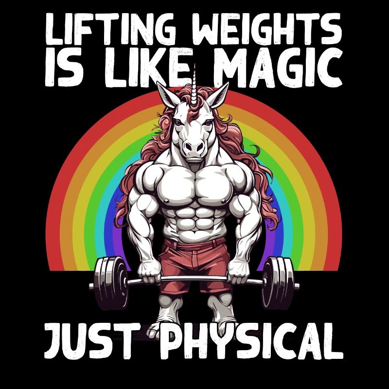 Bodybuilder Einhorn Workout Magie Spruch
