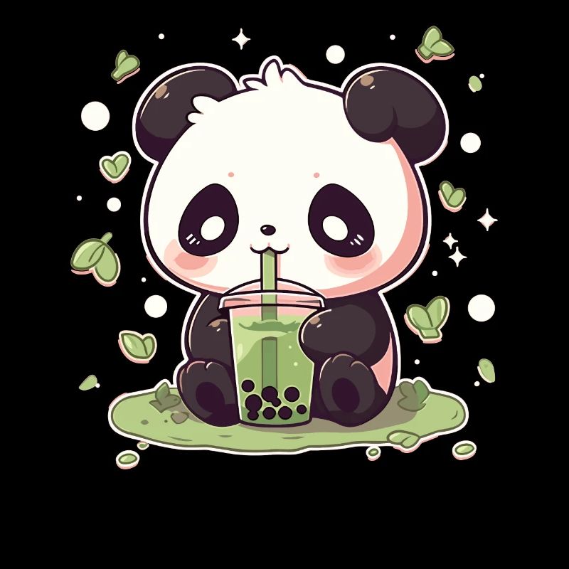 Kawaii Panda Drinks Boba Bubble Tea Chibi