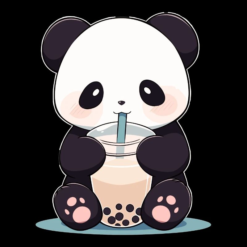 Kawaii Panda Drinks Boba Bubble Tea Chibi