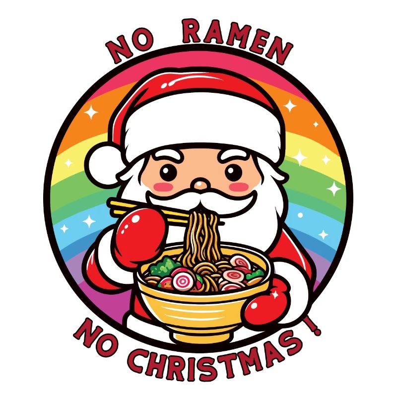 Père Noël mangeant des ramen, pas de ramen pas de Noël