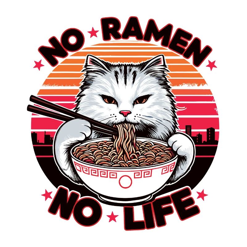 Pas de Ramen Pas de vie chat, coloré