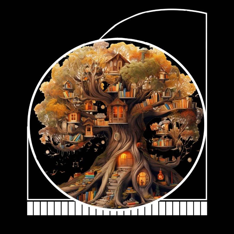 Tree Library Halloween Ghost Reader Cottagecore