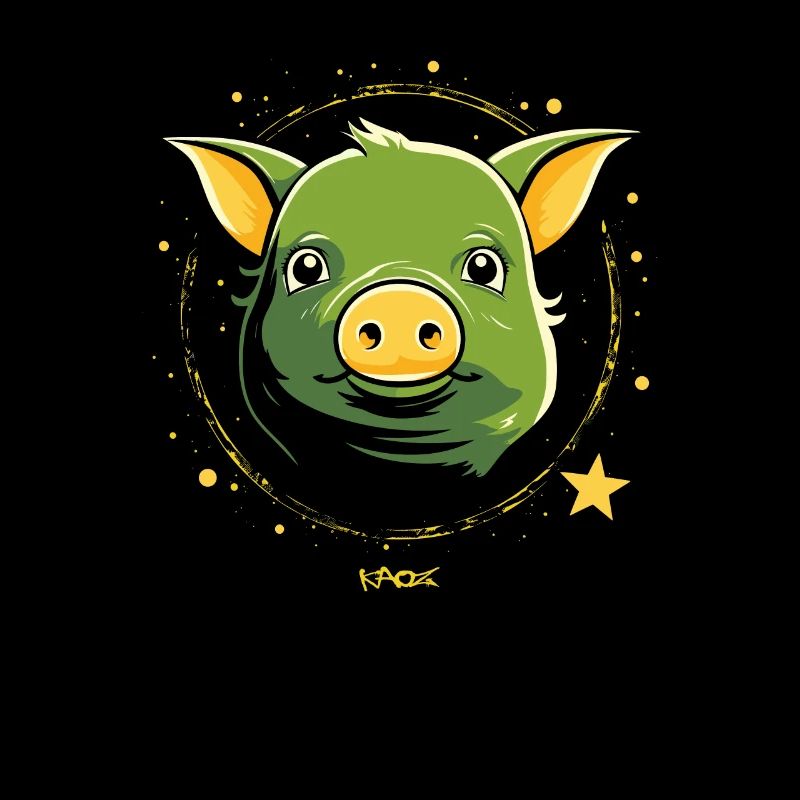Cochon d'espace vert mignon