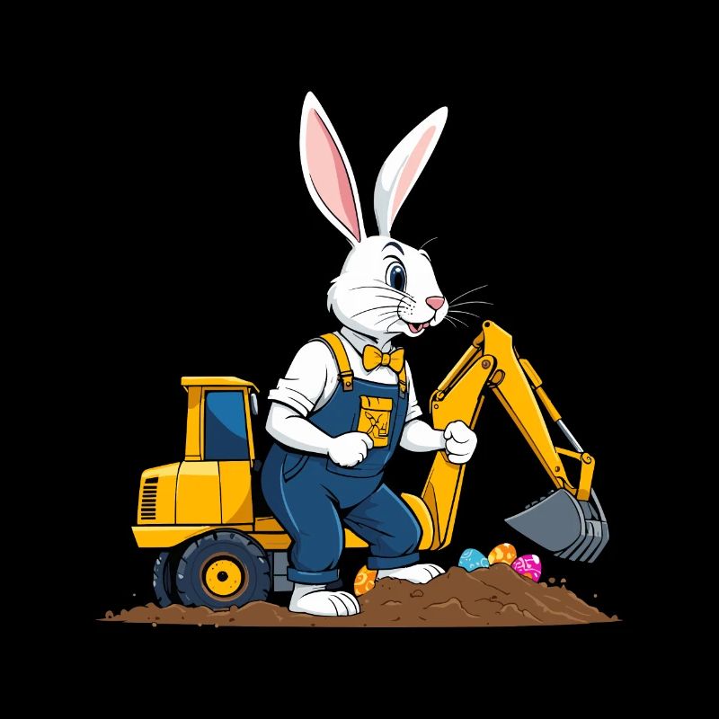 Easter Bunny Excavator Driver Easter Eggs Digging Funny
