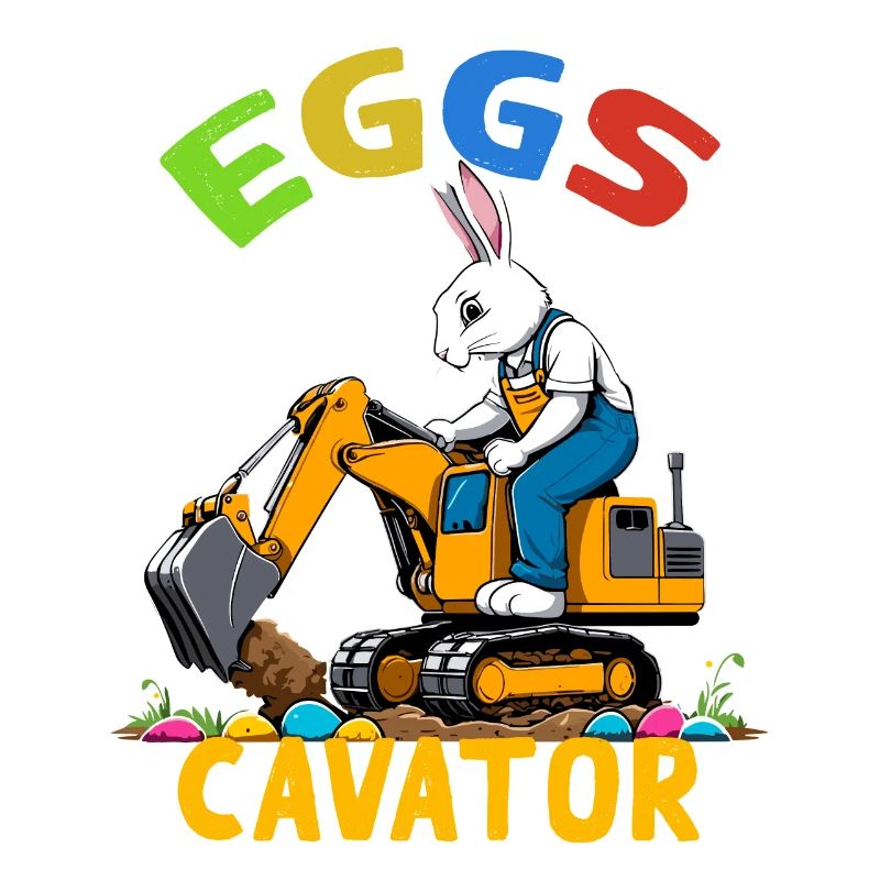 Funny Easter Saying Easter Bunny Excavator Driver