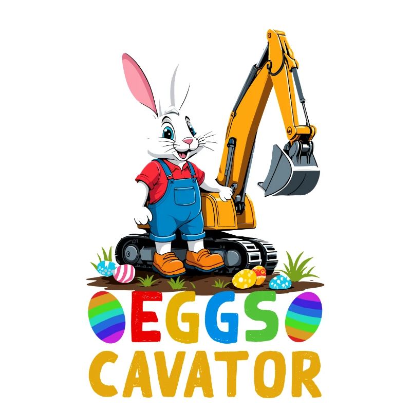 Funny Easter Saying Easter Bunny Excavator Driver