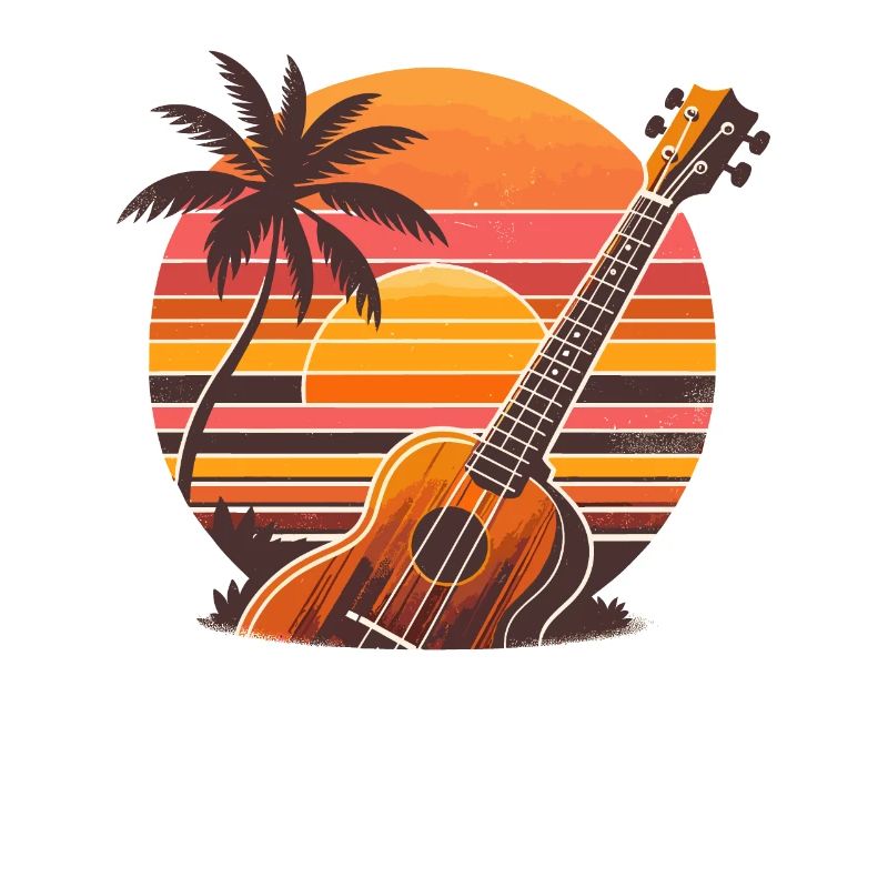 Retro Beach Sunset Ukulele Uke Player Instrument