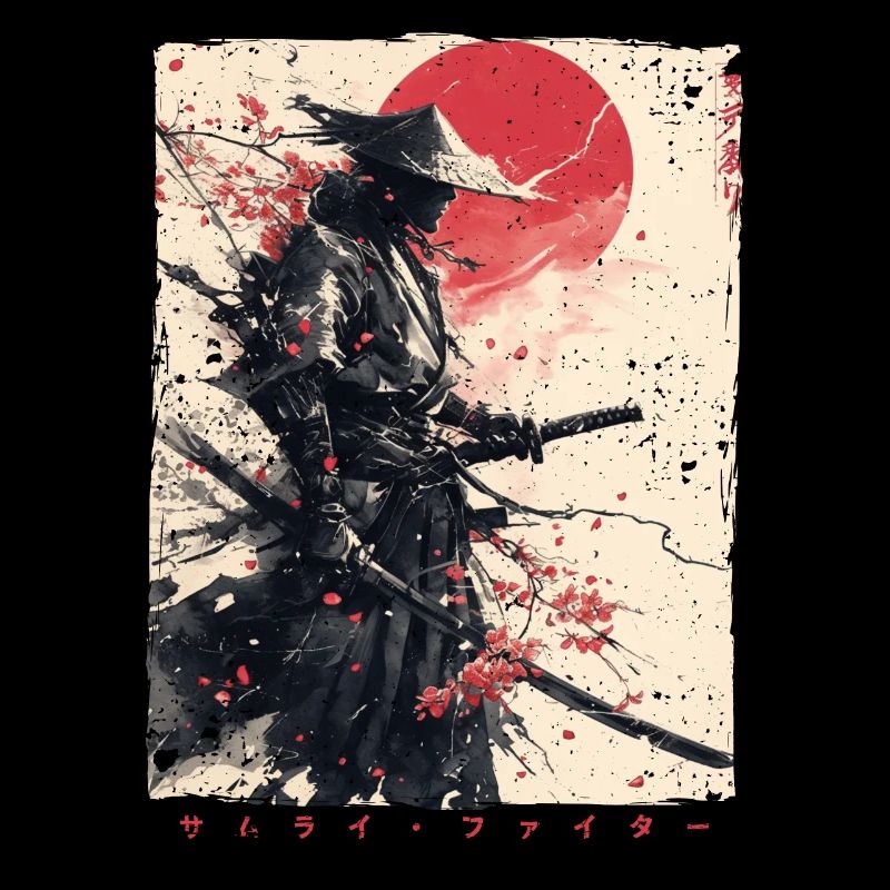 Samurai Kämpfer - Japanisches Ukiyo-e Kunstwerk