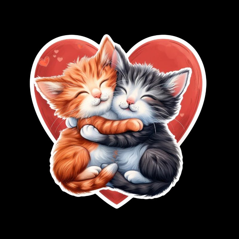 Two Kittens Hugging Inside Heart