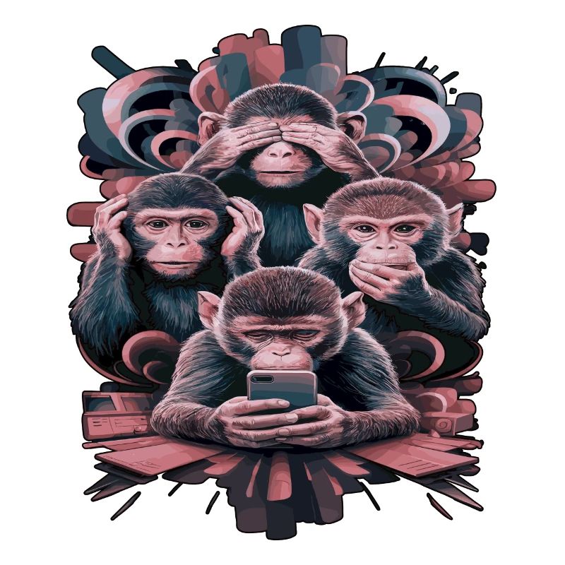 singe sage avec téléphone portable drôle multi conception multimédia